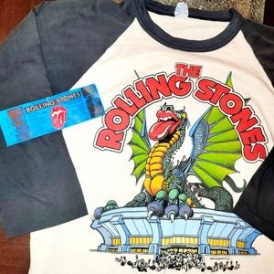 Rolling Stones Vintage October 1981 Concert Tour Baseball Raglan Tee Shirt Large